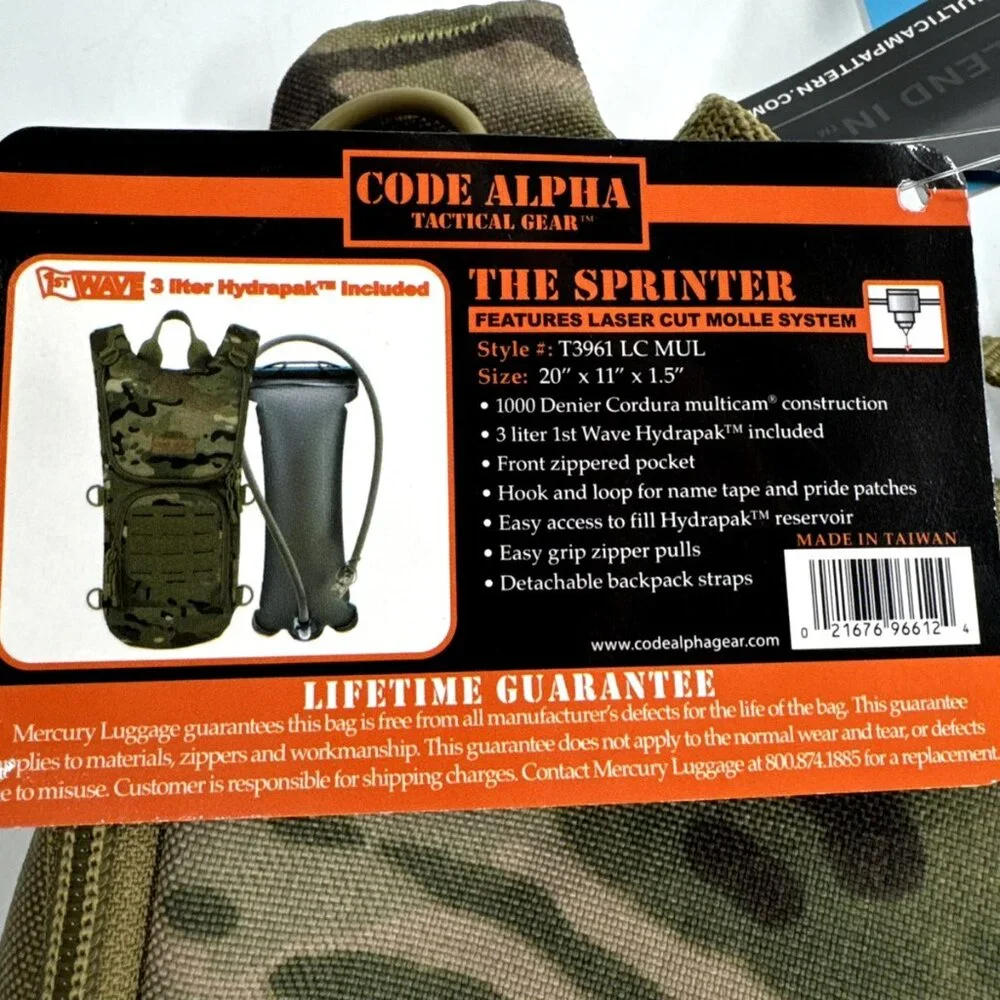 Code Alpha Tactical Gear Hydrapak Backpack Multicam with Bladder MOLLE Camo NEW